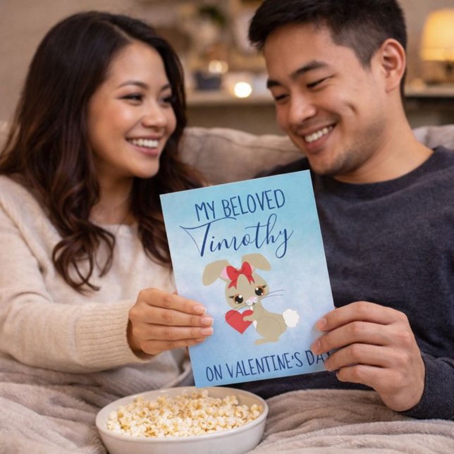 Tarjeta Festiva Adorable Bunny Valentine para novio (Subido por el creador)