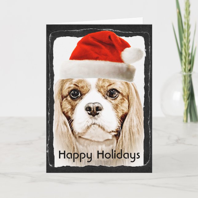 Tarjeta Festiva Adorable Cavalier King Charles Spaniel (Anverso)