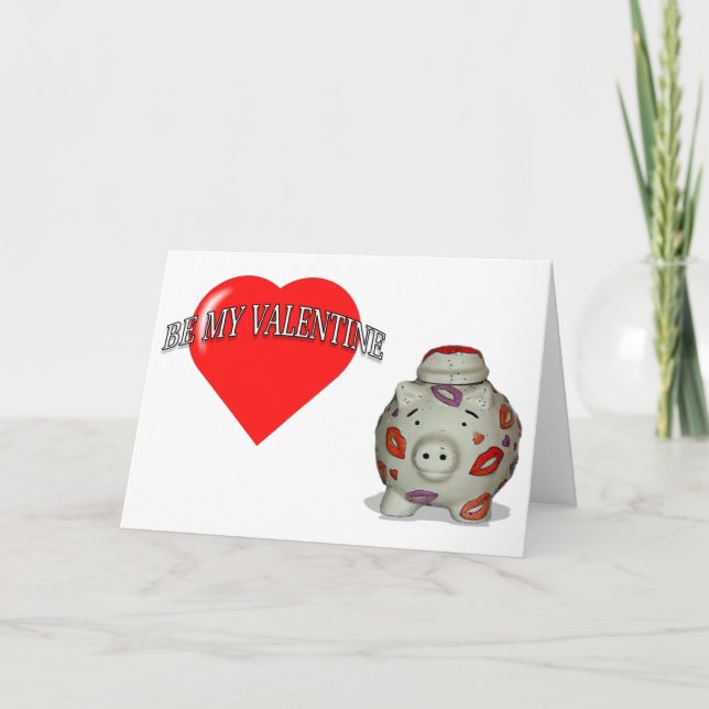 Tarjeta Festiva Adorable Cerdo Valentine (Anverso)