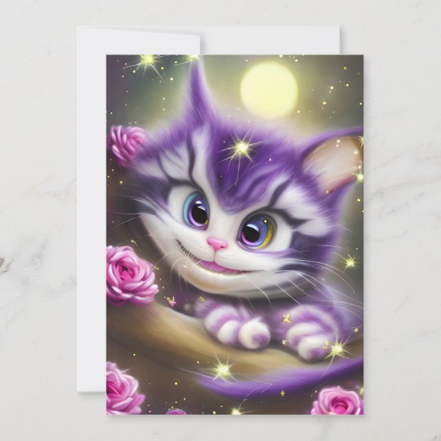Tarjeta Festiva Adorable Cheshire Kitten (Anverso)