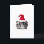 Tarjeta Festiva Adorable Chinchilla Santa Model<br><div class="desc">chinchilla grey gray cute adorable santa christmas holiday snow winter funny photo lover gift birthday</div>