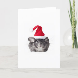Tarjeta Festiva Adorable Chinchilla Santa Model