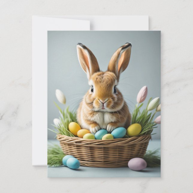 Tarjeta Festiva Adorable conejo festivo de Pascua (Anverso)