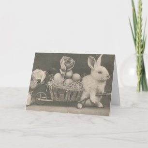 Tarjeta Festiva Adorable Conejo Vintage de Pascua