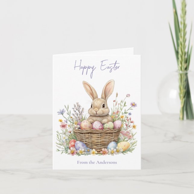 Tarjeta Festiva Adorable dulce Bunny y harina de huevo de Pascua (Anverso)