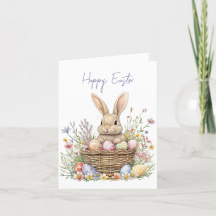 Tarjeta Festiva Adorable dulce Bunny y harina de huevo de Pascua