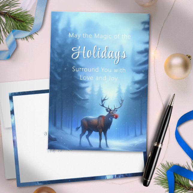 Tarjeta Festiva Adorable Editable Paisaje Invernal Mágico (Subido por el creador)