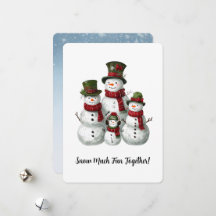 Adorable Familia de Muñecos de Nieve con Sombreros