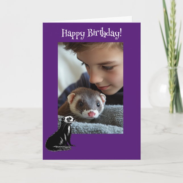 Tarjeta Festiva Adorable Ferret Fun Photo Birday Card (Anverso)