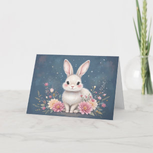 Tarjeta Festiva Adorable Floral Bunny Easter