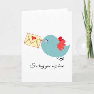 Tarjeta Festiva Adorable Flying Blue Bird w Carta personalizable