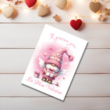 Adorable Gnome Rosa Con Acuarela De Regalo Valenti