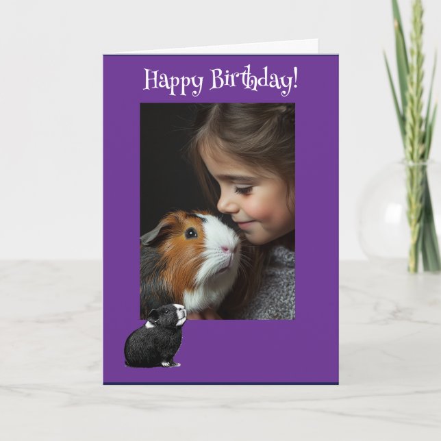 Tarjeta Festiva Adorable Guinea Pig Fun Photo Birday Card (Anverso)