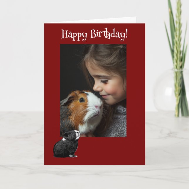 Tarjeta Festiva Adorable Guinea Pig Fun Photo Birday Card (Anverso)