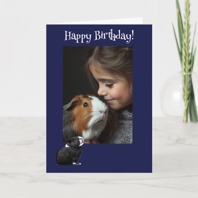 Tarjeta Festiva Adorable Guinea Pig Fun Photo Birday Card (Anverso)