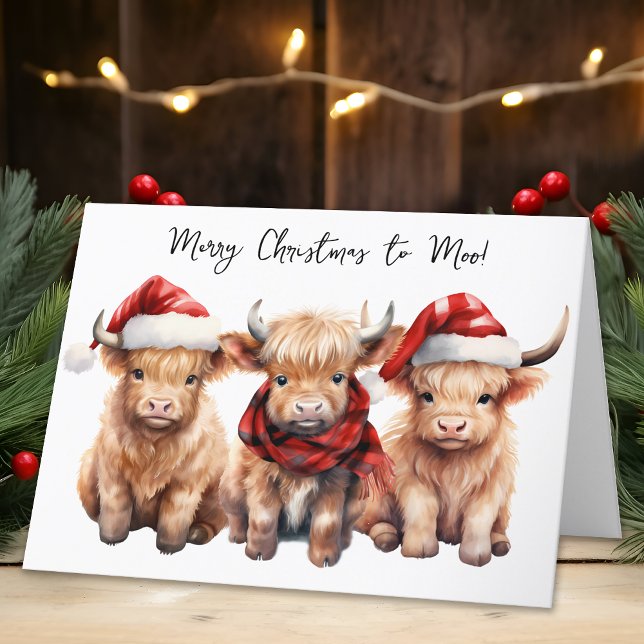 Tarjeta Festiva Adorable Highland Highland Cow Calf Merry Christma (Subido por el creador)
