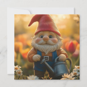 Tarjeta Festiva Adorable hogar de jardín con lata de agua