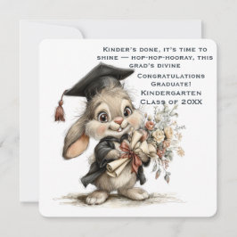 Tarjeta Festiva Adorable Kindergarten Graduate Bunny Illustration