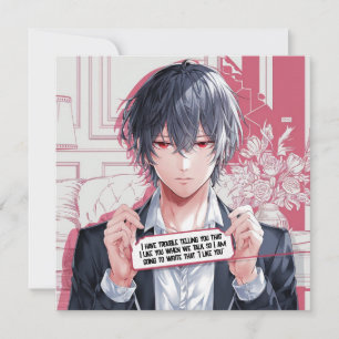 Tarjeta Festiva Adorable Mensaje de San Valentín de Anime Conmoved