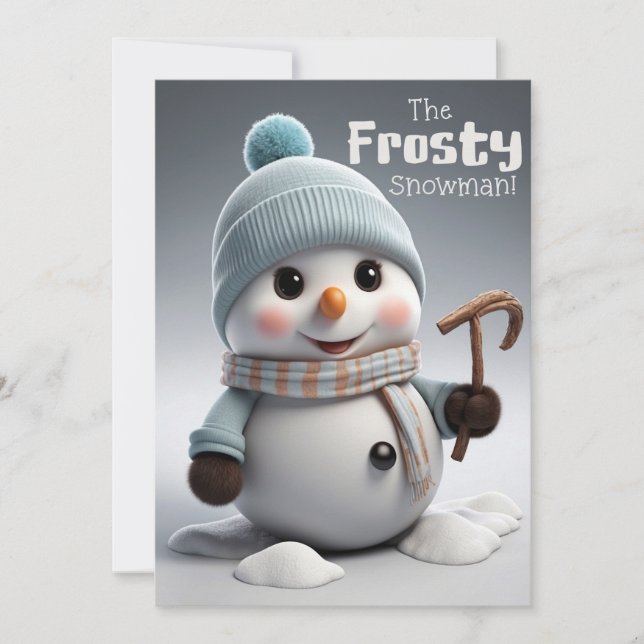 Tarjeta Festiva Adorable muñeco de nieve helada en Guay (Anverso)
