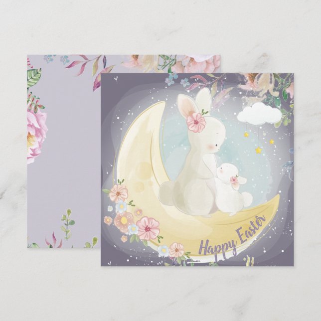 Tarjeta Festiva Adorable Pascua (Anverso / Reverso)