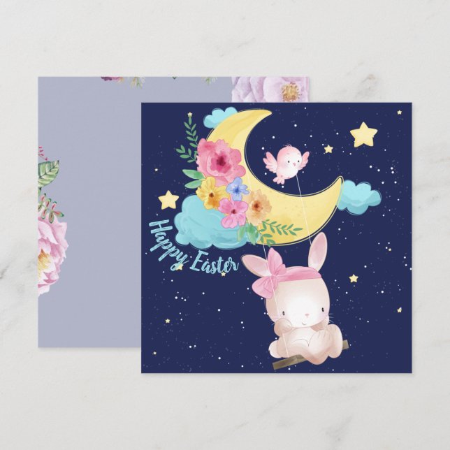 Tarjeta Festiva Adorable Pascua (Anverso / Reverso)