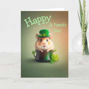 Tarjeta Festiva Adorable pequeño Happy Hamster St. Patrick's Day