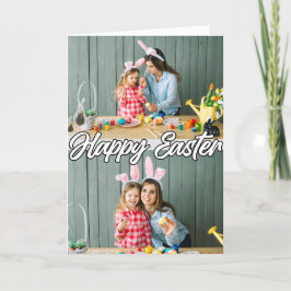 Tarjeta Festiva Adorable Personalizado familiar 2 fotos Pascua