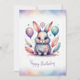 Tarjeta Festiva Adorable Rabbit BunnyLonghorn Happy Birthday