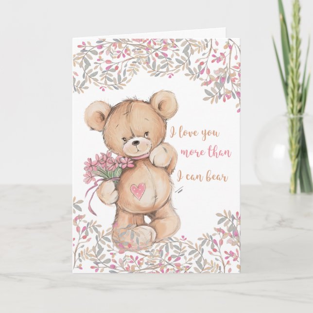 Tarjeta Festiva Adorable Valentine Bear (Anverso)