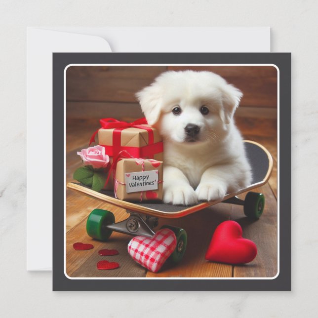 Tarjeta Festiva Adorable Valentine Puppy (Anverso)