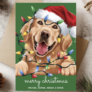 Tarjeta Festiva Adorable y divertido perro retriever dorado con so