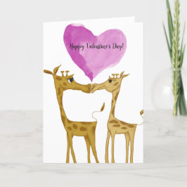 Tarjeta Festiva Adorables amantes de la jirafa