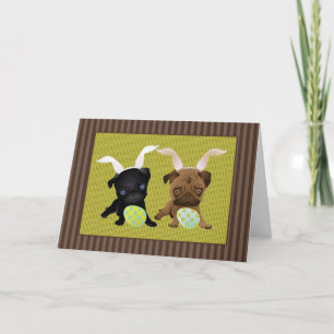 Tarjeta Festiva Adorables bichos de Pascua con huevos y canastos