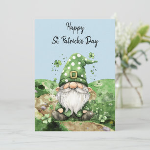 Tarjeta Festiva Adorables Gnomos del Día de San Patricio Verdes