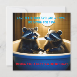 Tarjeta Festiva Adorables mapaches en bañera El día de San Valentí