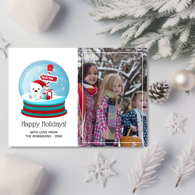 Tarjeta Festiva Adorables Navidades con saludo de fotos de glóbulo (Subido por el creador)