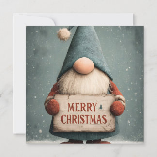 Tarjeta Festiva Adorables Navidades Gnome celebrando "Feliz Navida