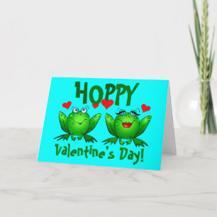 Tarjeta Festiva Adorables San Valentín adornan las Happy Frogs Bla