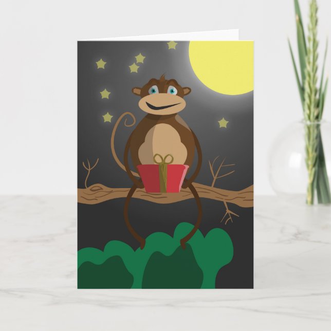 Tarjeta Festiva adorables valentías de mono (Anverso)