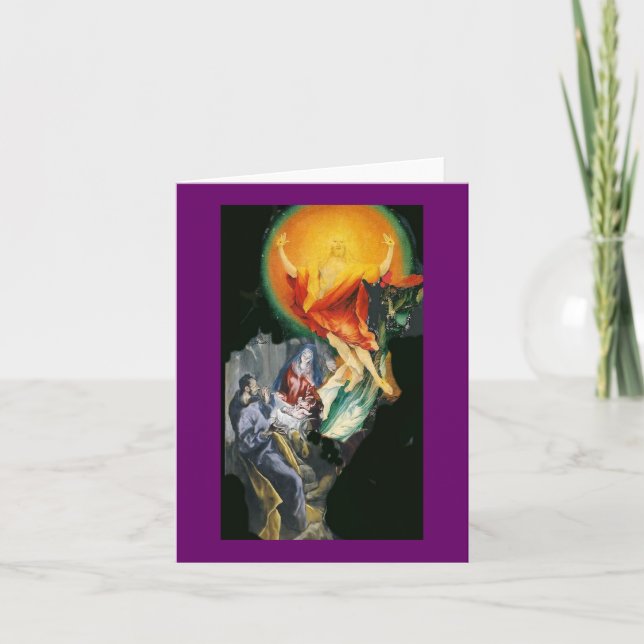 Tarjeta Festiva Adoración al collage de la resurrección (Anverso)