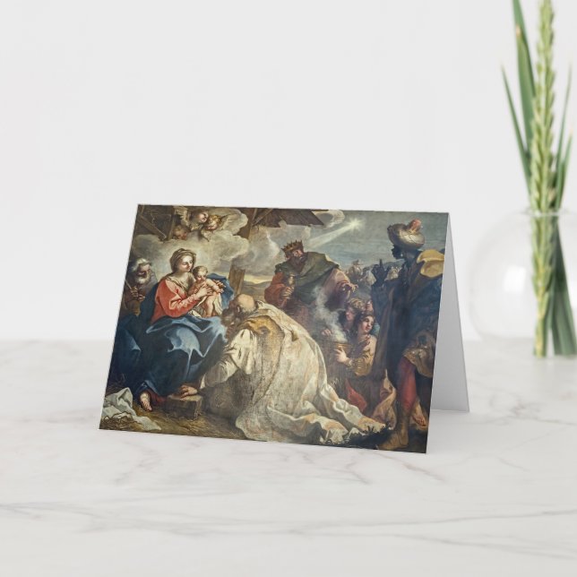 Tarjeta Festiva Adoración de la Santa Familia de la Natividad Magi (Anverso)