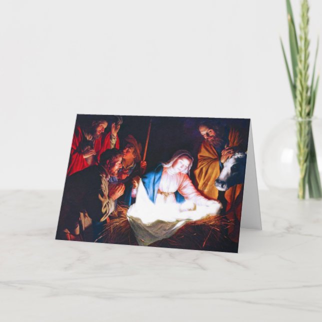 Tarjeta Festiva Adoración de los Pastores (Anverso)
