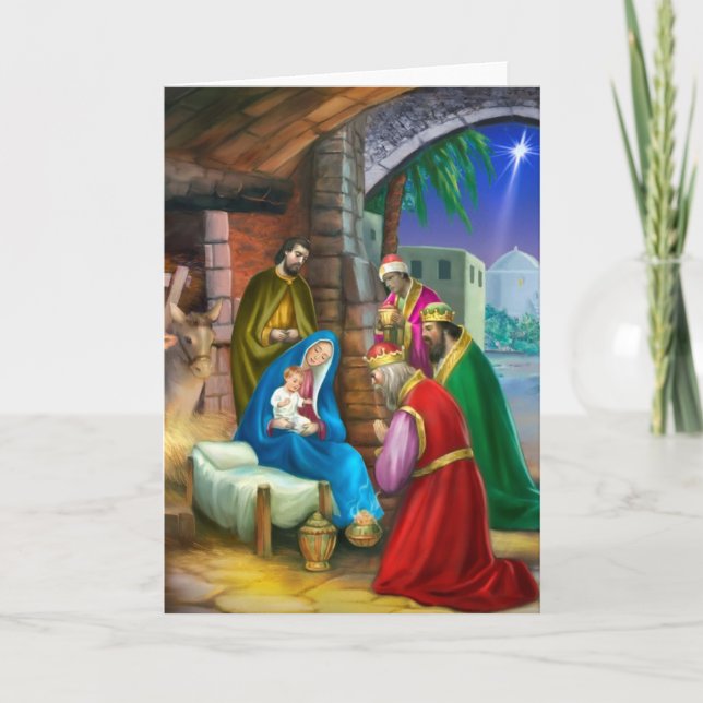 Tarjeta Festiva Adoración de los pastores (Anverso)