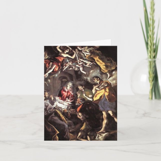 Tarjeta Festiva Adoración de Pastores - El Greco (Anverso)