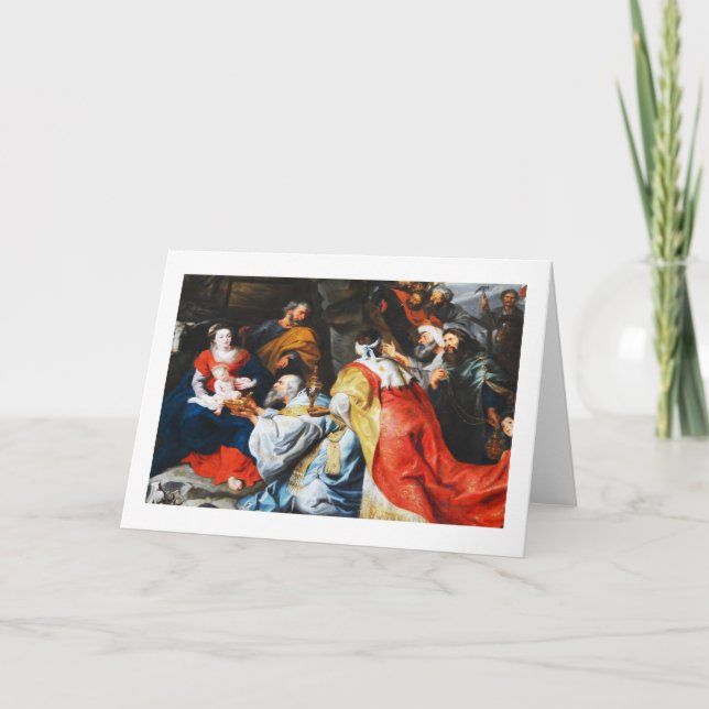 Tarjeta Festiva Adoración de unos de los reyes magos (Anverso)