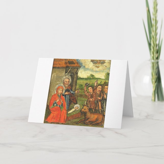 Tarjeta Festiva Adoración del icono ucraniano de los pastores (Anverso)