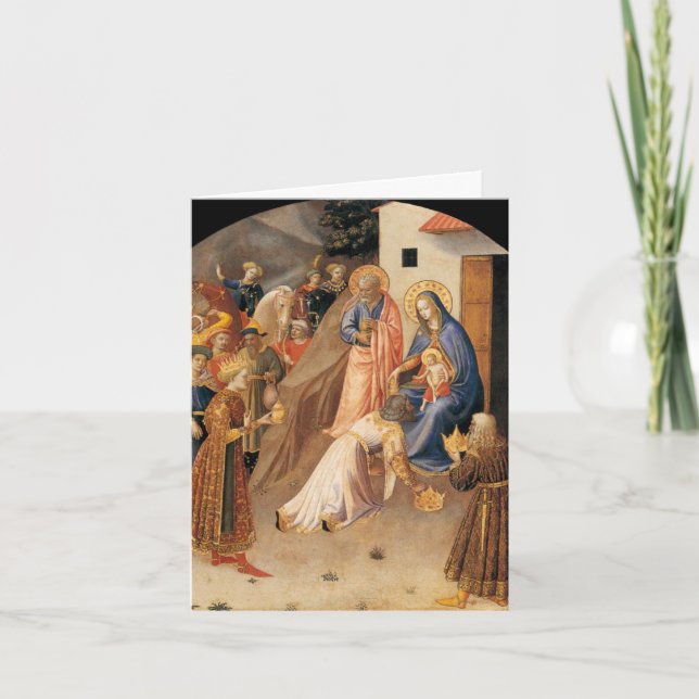 Tarjeta Festiva Adoración del Magi por Fra Angelico 1423 (Anverso)