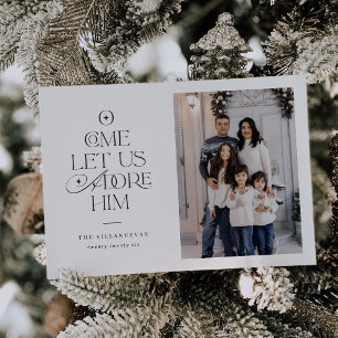 Tarjeta Festiva Adoración Foto Navideña Religiosa Moderna