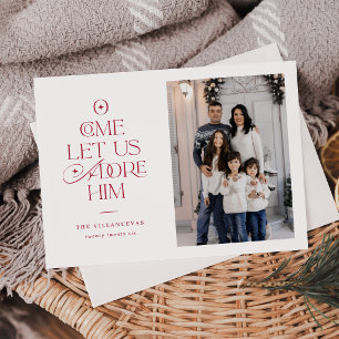 Tarjeta Festiva Adoración Foto Navideña Religiosa Moderna
